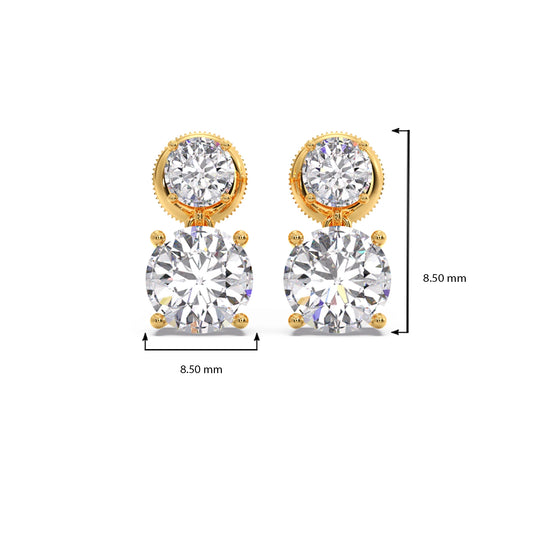 Round Diamond Drop Earrings