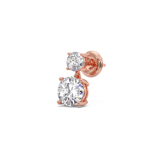 Round Diamond Drop Earrings
