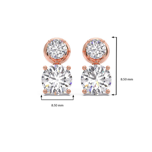 Round Diamond Drop Earrings