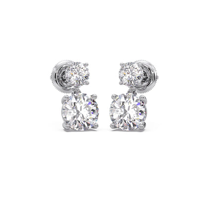 Round Diamond Drop Earrings