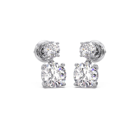 Round Diamond Drop Earrings