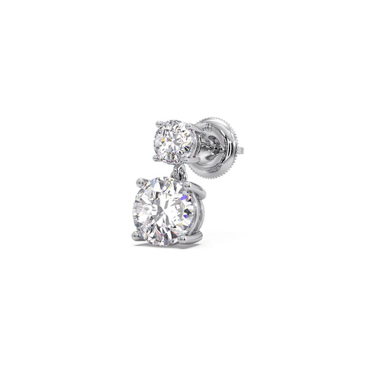 Round Diamond Drop Earrings