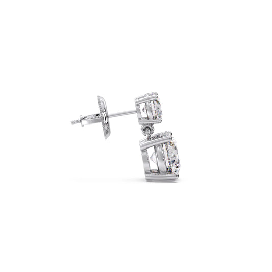 Round Diamond Drop Earrings