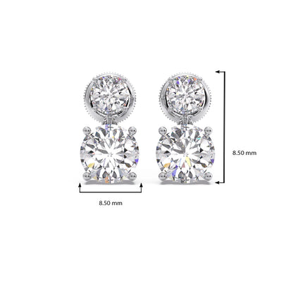 Round Diamond Drop Earrings