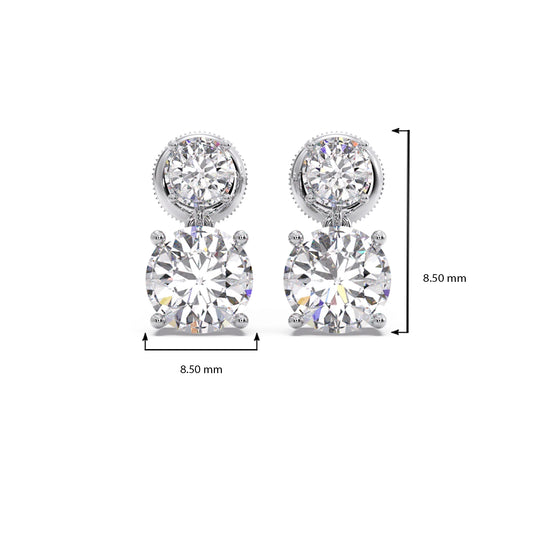 Round Diamond Drop Earrings