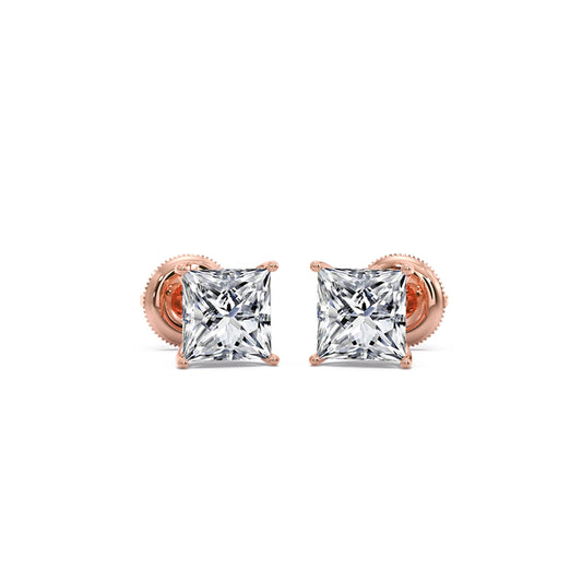 3.00 ct Elegant Princess Cut Diamond Stud Earrings