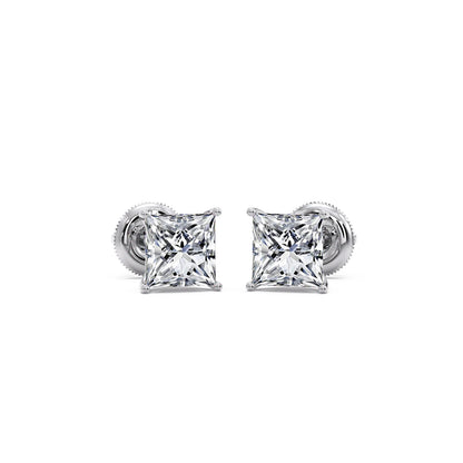 3.00 ct Elegant Princess Cut Diamond Stud Earrings