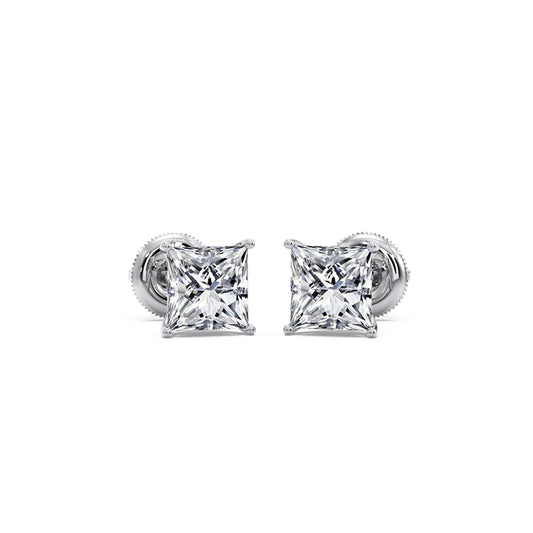 3.00 ct Elegant Princess Cut Diamond Stud Earrings
