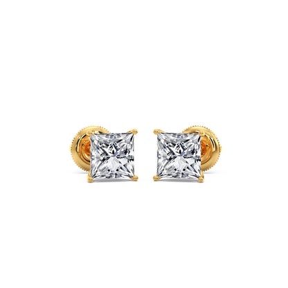3.00 ct Elegant Princess Cut Diamond Stud Earrings