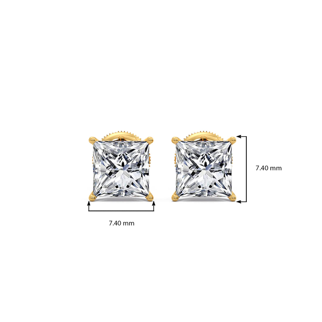 3.00 ct Elegant Princess Cut Diamond Stud Earrings