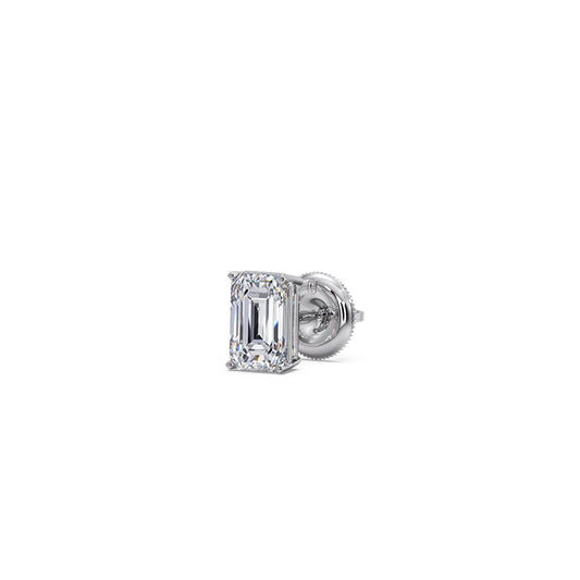 Four-Prong Emerald Cut Diamond Stud Earrings