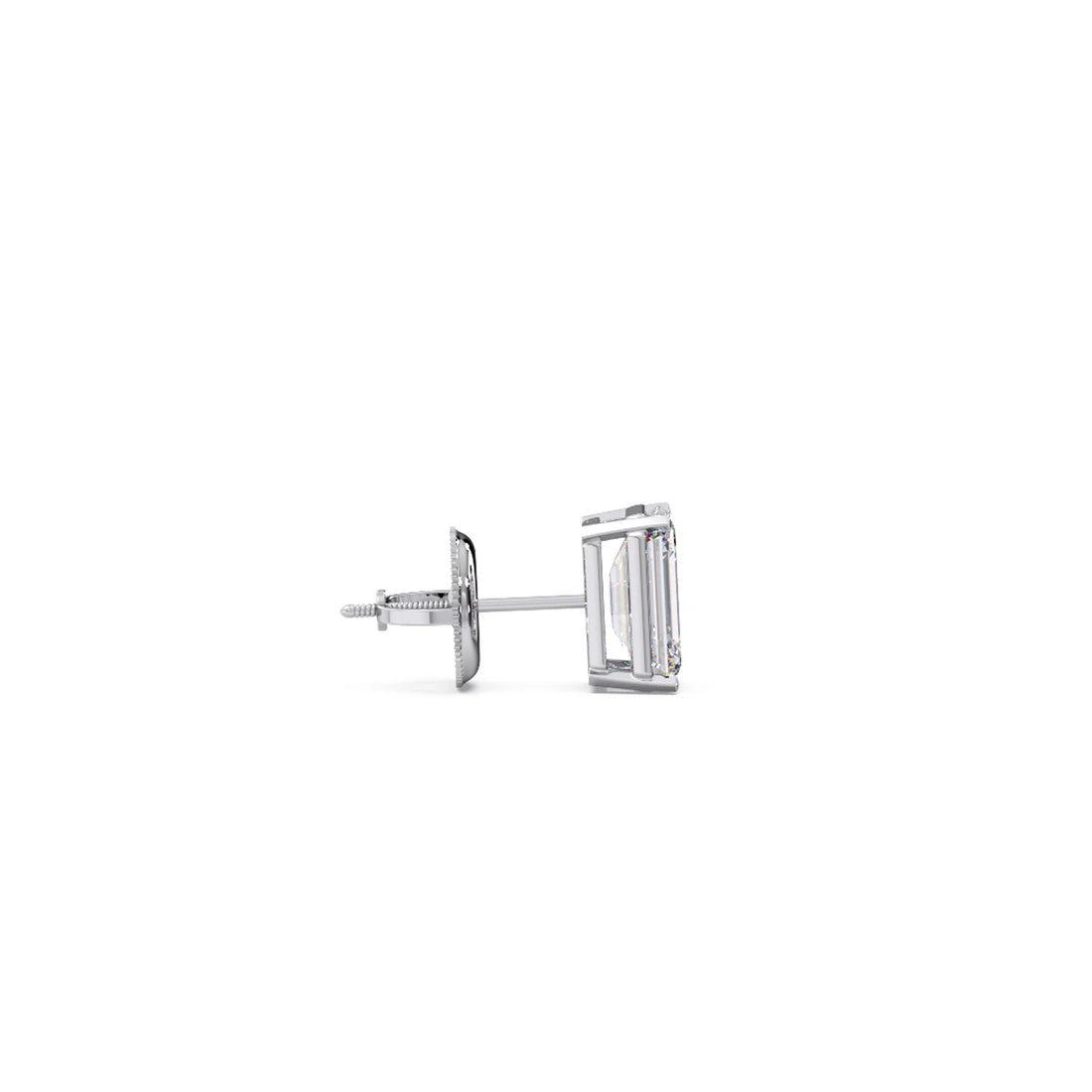 Four-Prong Emerald Cut Diamond Stud Earrings