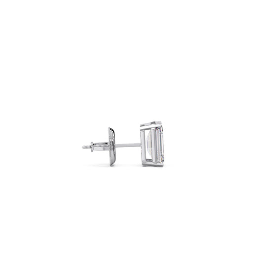 Four-Prong Emerald Cut Diamond Stud Earrings
