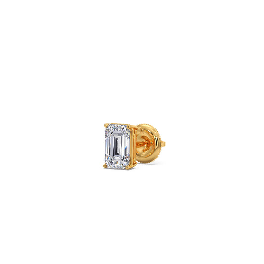 Four-Prong Emerald Cut Diamond Stud Earrings