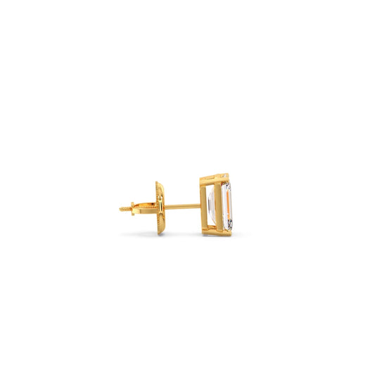 Four-Prong Emerald Cut Diamond Stud Earrings