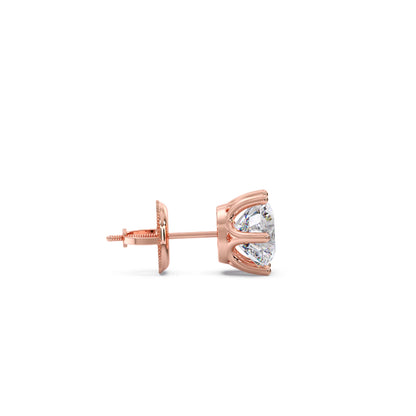 Six-Prong Round Brilliant Cut Diamond Stud Earrings