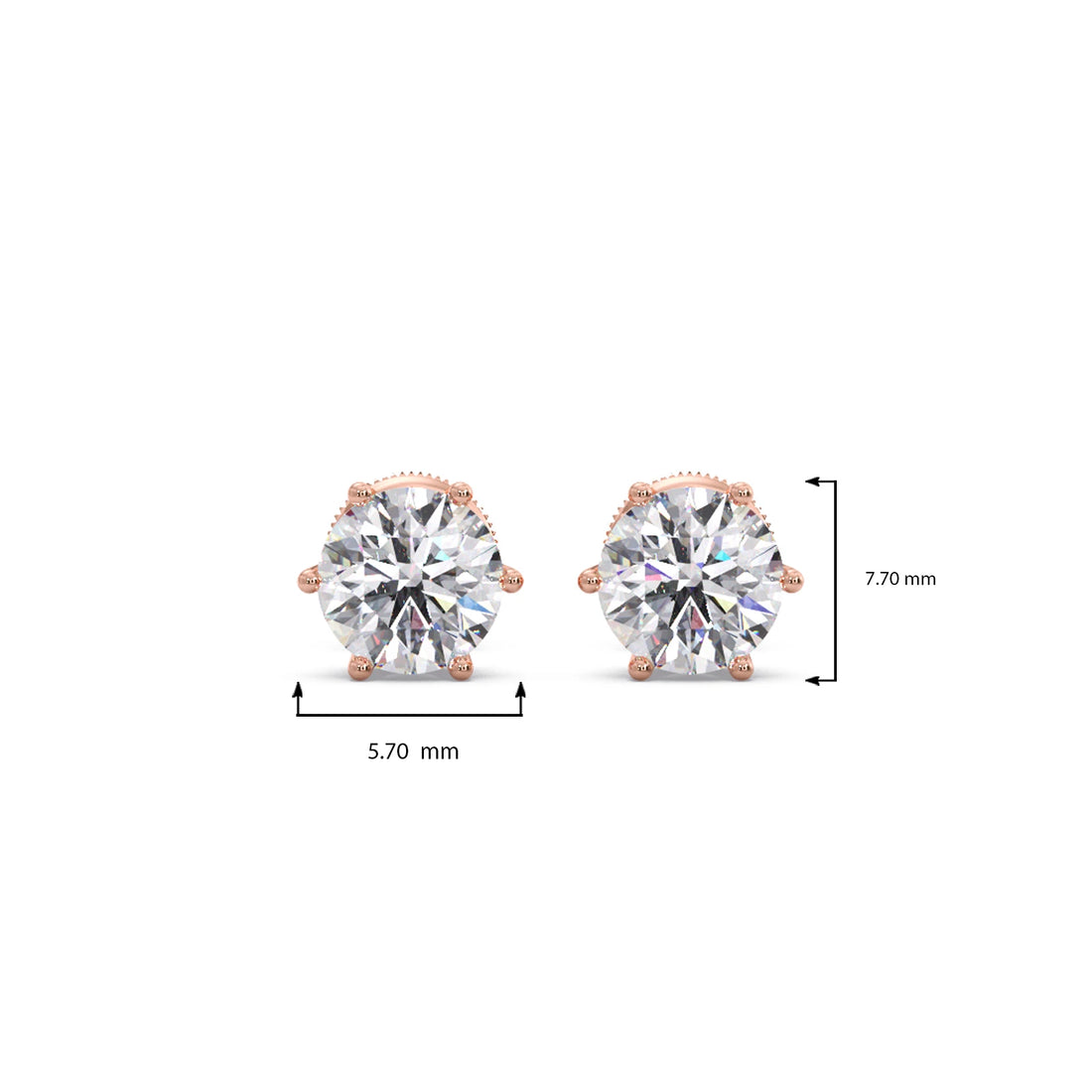 Six-Prong Round Brilliant Cut Diamond Stud Earrings