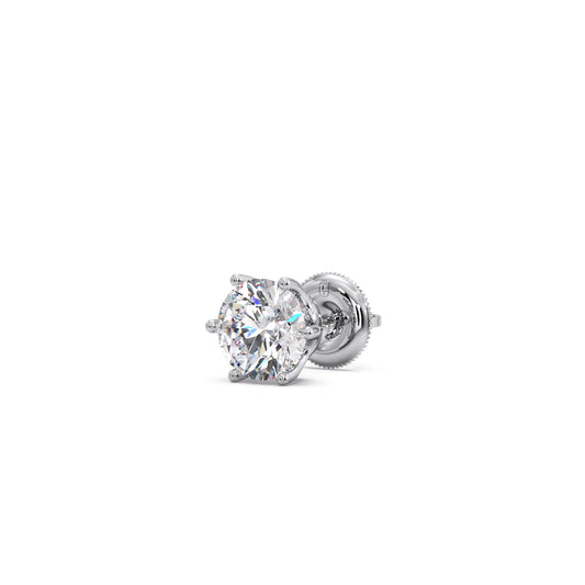 Six-Prong Round Brilliant Cut Diamond Stud Earrings