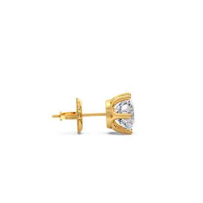 Six-Prong Round Brilliant Cut Diamond Stud Earrings