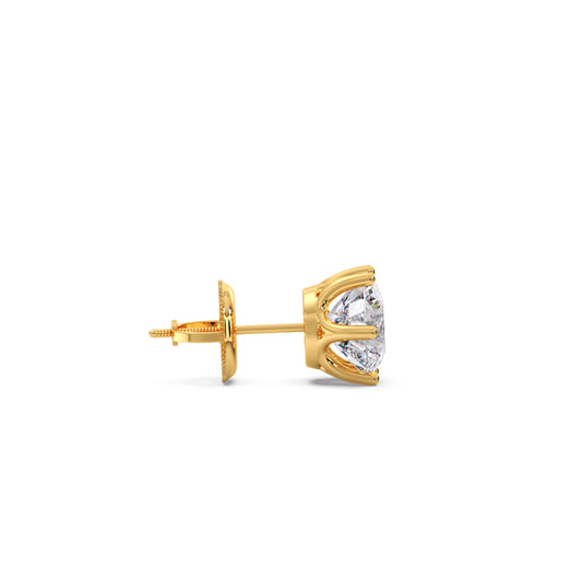 Six-Prong Round Brilliant Cut Diamond Stud Earrings