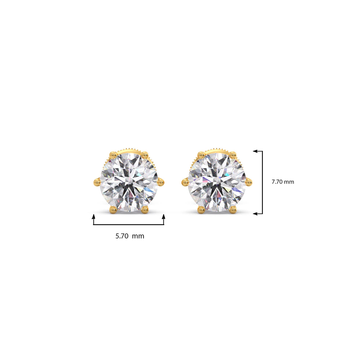 Six-Prong Round Brilliant Cut Diamond Stud Earrings