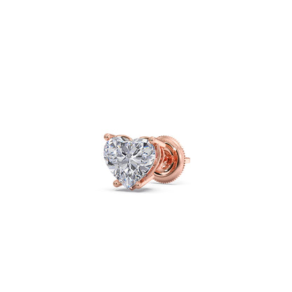 Heart-Shaped Diamond Stud Earrings