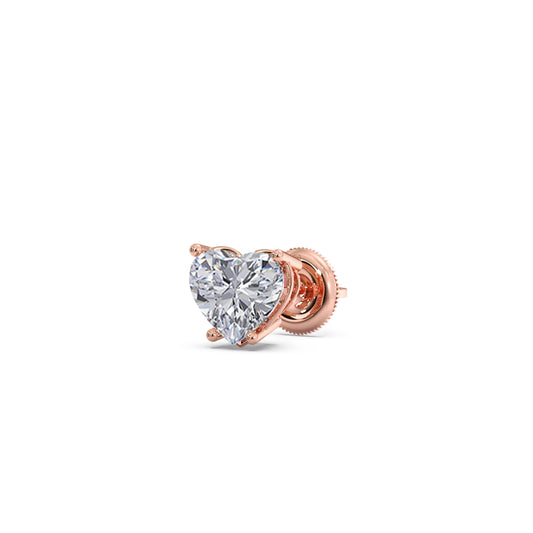 Heart-Shaped Diamond Stud Earrings