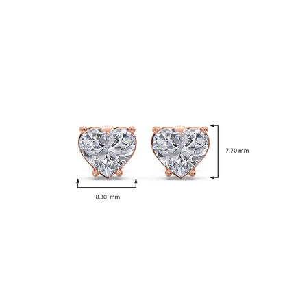 Heart-Shaped Diamond Stud Earrings