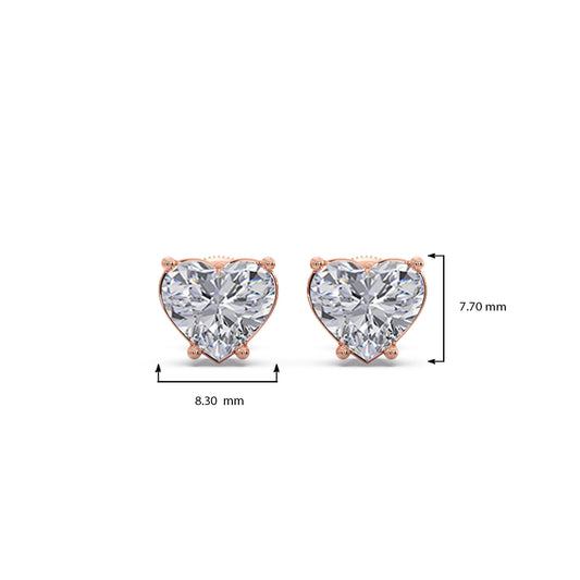 Heart-Shaped Diamond Stud Earrings