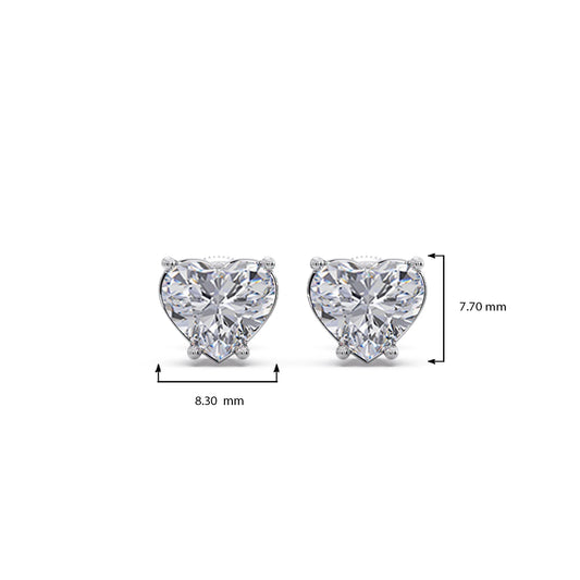 Heart-Shaped Diamond Stud Earrings