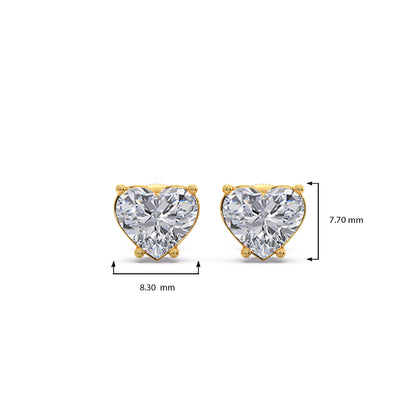 Heart-Shaped Diamond Stud Earrings
