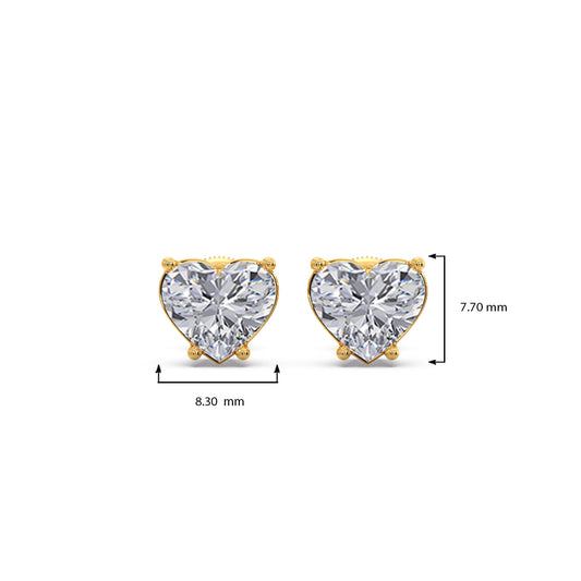 Heart-Shaped Diamond Stud Earrings