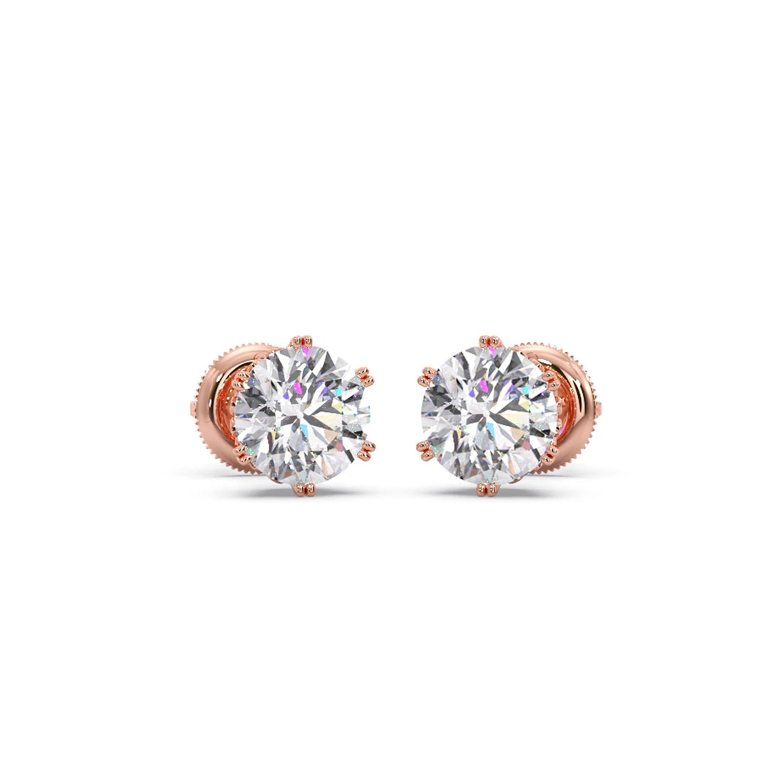 Four-Prong Round Brilliant Cut Diamond Stud Earrings