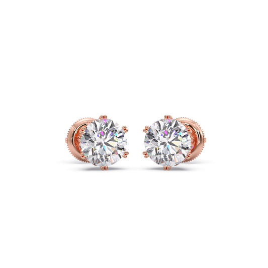 Four-Prong Round Brilliant Cut Diamond Stud Earrings