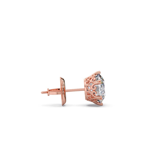 Four-Prong Round Brilliant Cut Diamond Stud Earrings