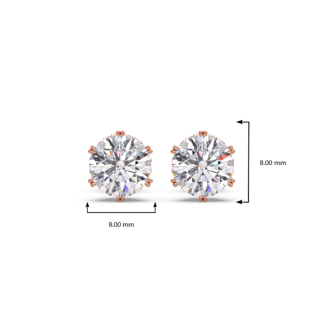 Four-Prong Round Brilliant Cut Diamond Stud Earrings
