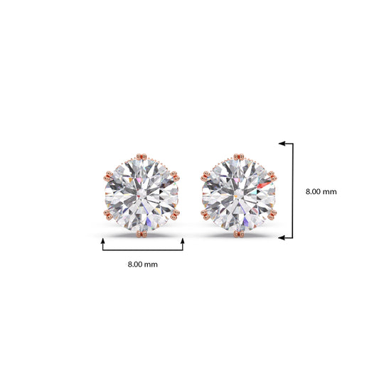 Four-Prong Round Brilliant Cut Diamond Stud Earrings