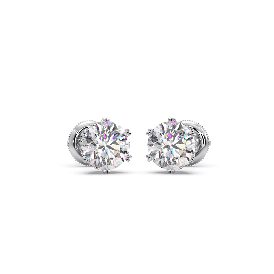 Four-Prong Round Brilliant Cut Diamond Stud Earrings