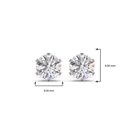Four-Prong Round Brilliant Cut Diamond Stud Earrings