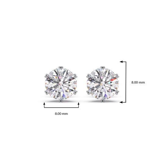 Four-Prong Round Brilliant Cut Diamond Stud Earrings