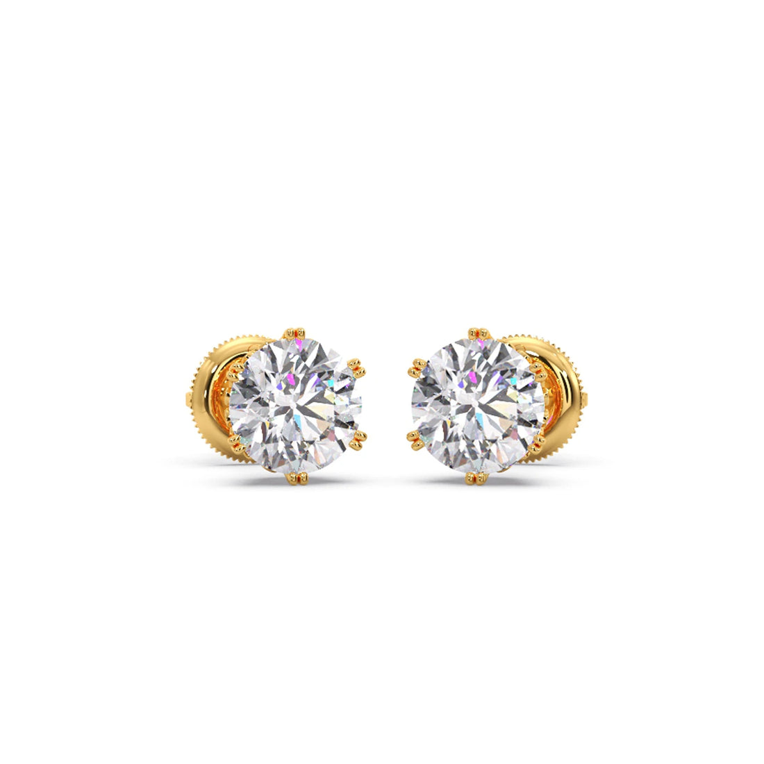 Four-Prong Round Brilliant Cut Diamond Stud Earrings