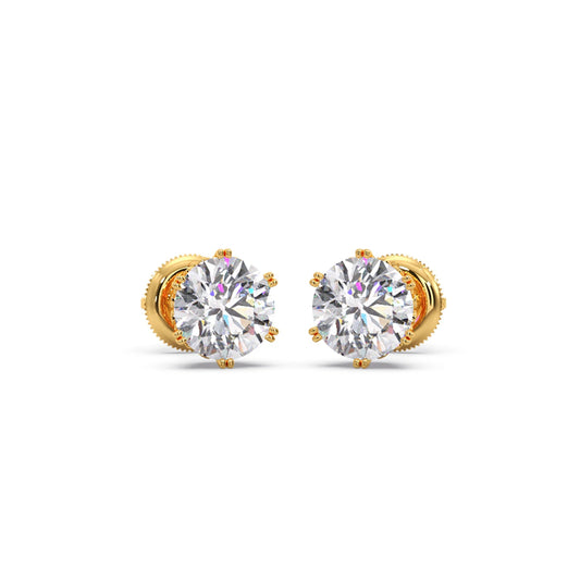 Four-Prong Round Brilliant Cut Diamond Stud Earrings
