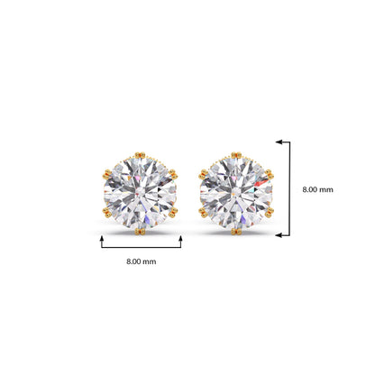 Four-Prong Round Brilliant Cut Diamond Stud Earrings