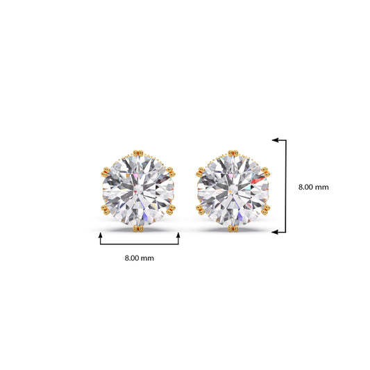 Four-Prong Round Brilliant Cut Diamond Stud Earrings