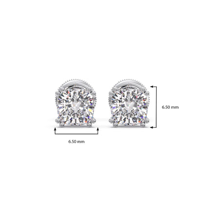 Cushion Cut Diamond Stud Earrings