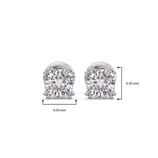 Cushion Cut Diamond Stud Earrings