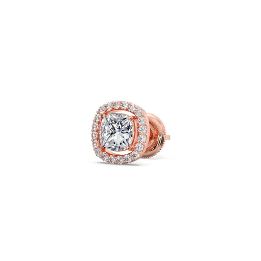 Cushion-Cut Halo Stud Earrings