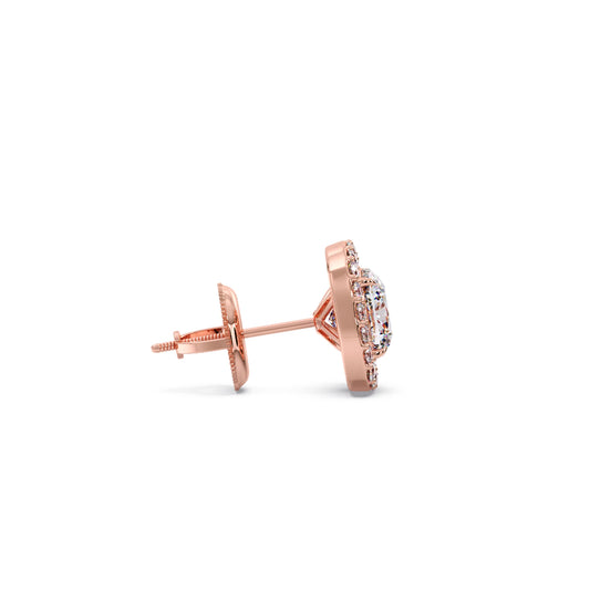 Cushion-Cut Halo Stud Earrings