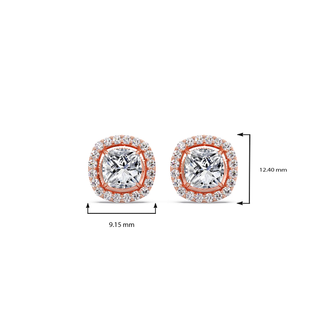 Cushion-Cut Halo Stud Earrings