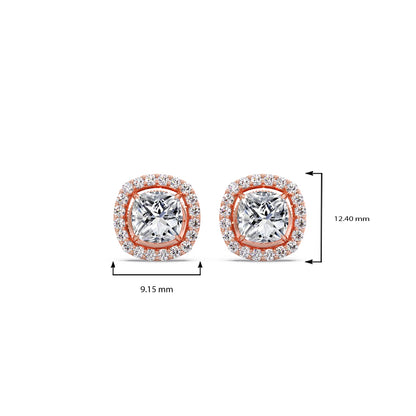 Cushion-Cut Halo Stud Earrings